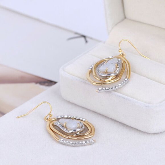 New Alexis Bittar Spiral Gold Crystal Earrings - Picture 7 of 8